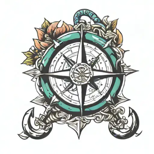 anchor compass tattoo design idea