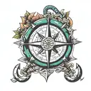 anchor compass tattoo design idea