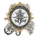 anchor compass tattoo design idea