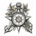 anchor compass tattoo design idea