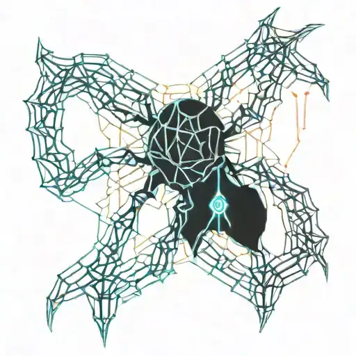 phantom troup Spider from anime hunter x hunter with the number 8 on the body of the spider. tattoo design idea