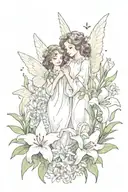 May your neighbors respect you trouble neglect you angels protect you and heaven accept you (with lillies & butterflies) tattoo design idea