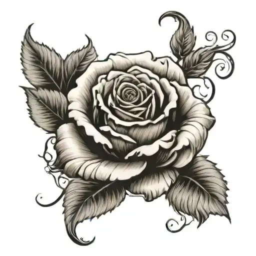 rose , black and white, rose, gotic , realistic tattoo tattoo design idea