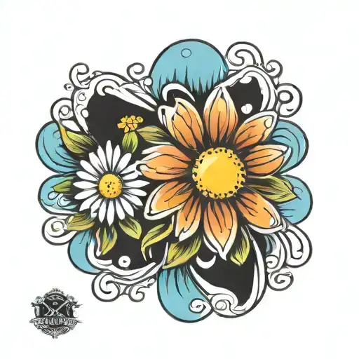 dog paw daisy beach tattoo design idea