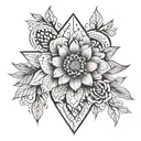 Uzay-inspired geometric patterns incorporating papatya flowers as accents tattoo design idea