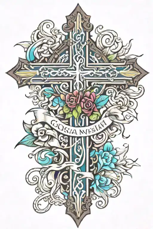 cross and Isaiah 41:10 tattoo design idea