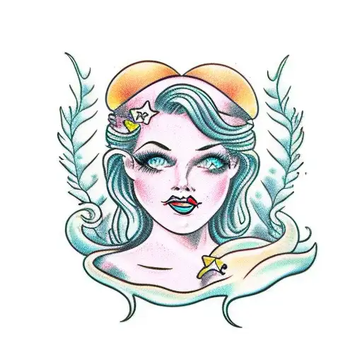 topless mermaid tattoo design idea