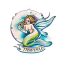 topless mermaid tattoo design idea