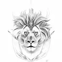 warrior lion sword and full neck throat  tattoo design idea