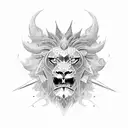 warrior lion sword and full neck throat  tattoo design idea