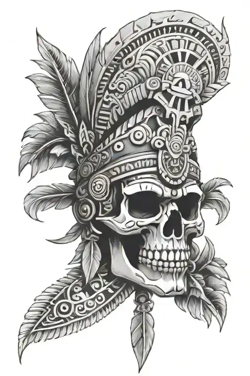 Aztec skull tattoo design idea
