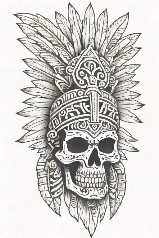 Aztec skull tattoo design idea