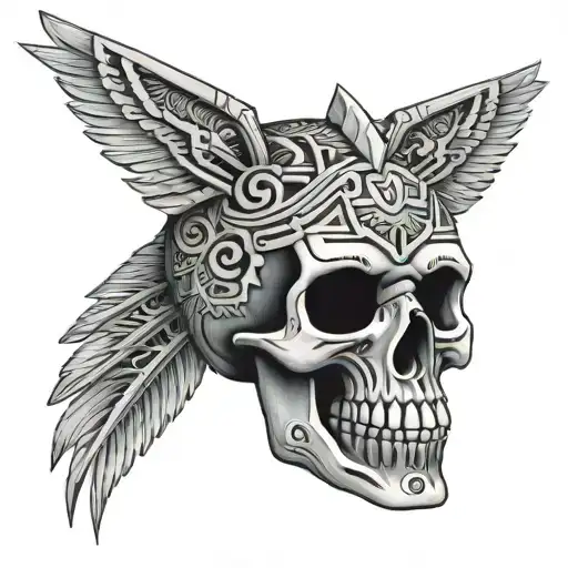 Aztec skull tattoo design idea