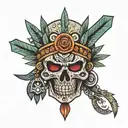 Aztec skull face tattoo design idea