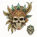 Aztec skull face tattoo design idea