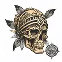 Aztec skull face tattoo design idea