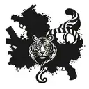 Tiger face surrounded by rifle rounds linked together tattoo design idea