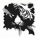 Tiger face surrounded by rifle rounds linked together tattoo design idea