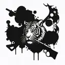 Tiger face surrounded by rifle rounds linked together tattoo design idea