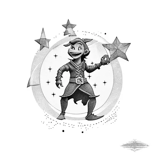 3 stars mountain peter pan tattoo design idea