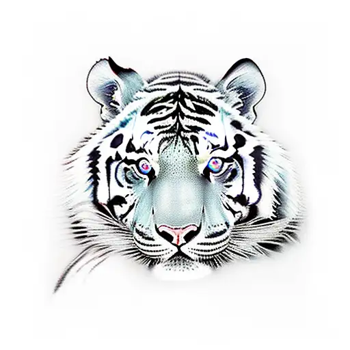 Father tiger and 3 sons and 1 daughter that surviving life without mother tattoo design idea