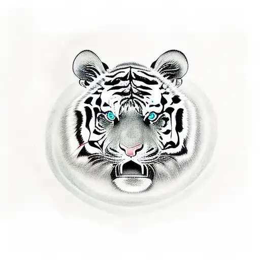 Father tiger and 3 sons and 1 daughter that surviving life without mother tattoo design idea