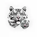 Father tiger and 3 sons and 1 daughter that surviving life without mother tattoo design idea