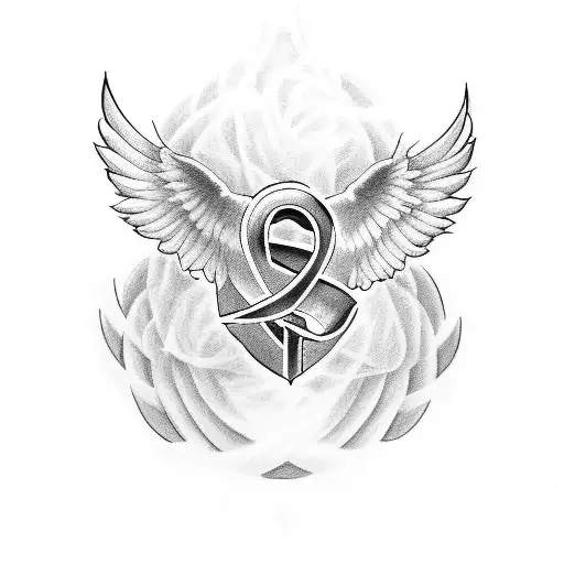 Create a tattoo honoring the client's deceased son with the letter A, Adrien's name, and a wing in an infinite loop design tattoo design idea