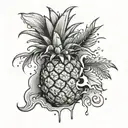 pineapple with slime tattoo design idea