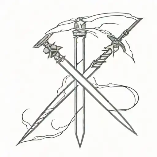 swords and lightning tattoo design idea