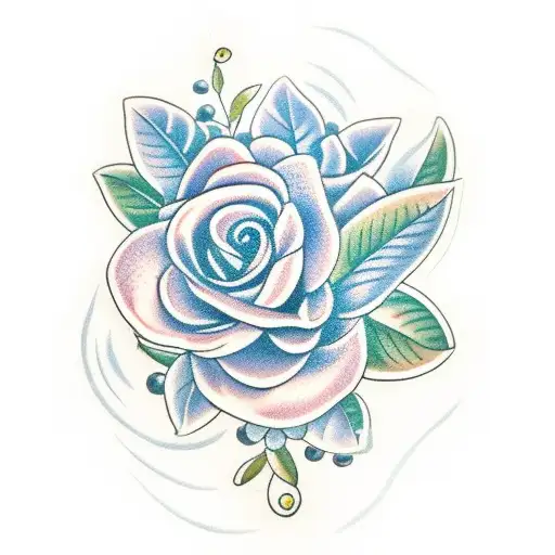 gardenia with blueberries tattoo design idea