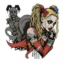 crying Harley Quinn with dreadlocs  tattoo design idea