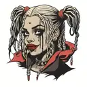 crying Harley Quinn with dreadlocs  tattoo design idea