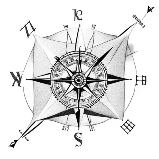 A compass with a clock face in the center, symbolizing the importance of time in both your relationship and hiking adventures tattoo design idea