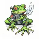 ninja frog smoking tattoo design idea