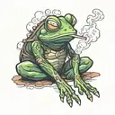 ninja frog smoking tattoo design idea