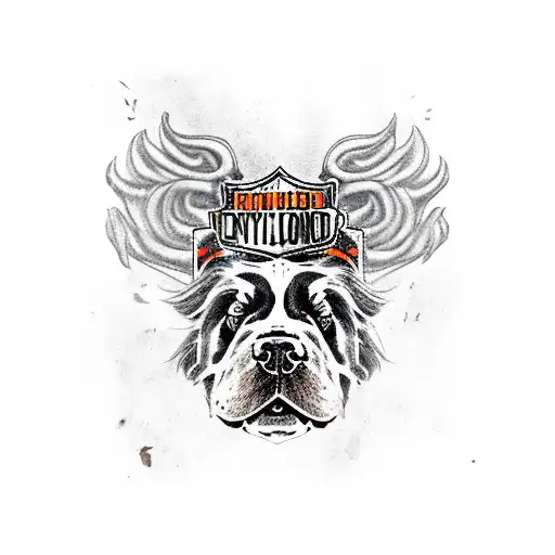 newfoundland dog, harley-davidson street glide, skull tattoo design idea