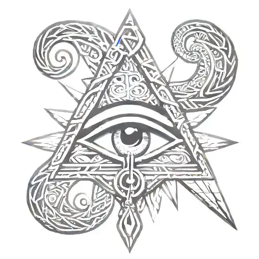 eye of Horus and ankh symbol intertwined tattoo design idea