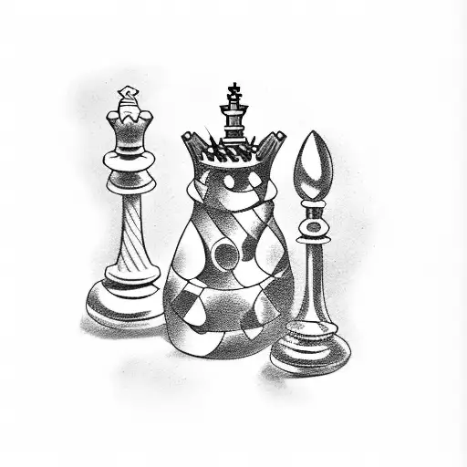 chess with go karting  tattoo design idea