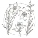 Quero uma tatuagem com a junção das seguintes flores :  Narciso ,Margarida , lírio do Vale , gladiola e calendula .  tattoo design idea