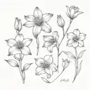 Quero uma tatuagem com a junção das seguintes flores :  Narciso ,Margarida , lírio do Vale , gladiola e calendula .  tattoo design idea