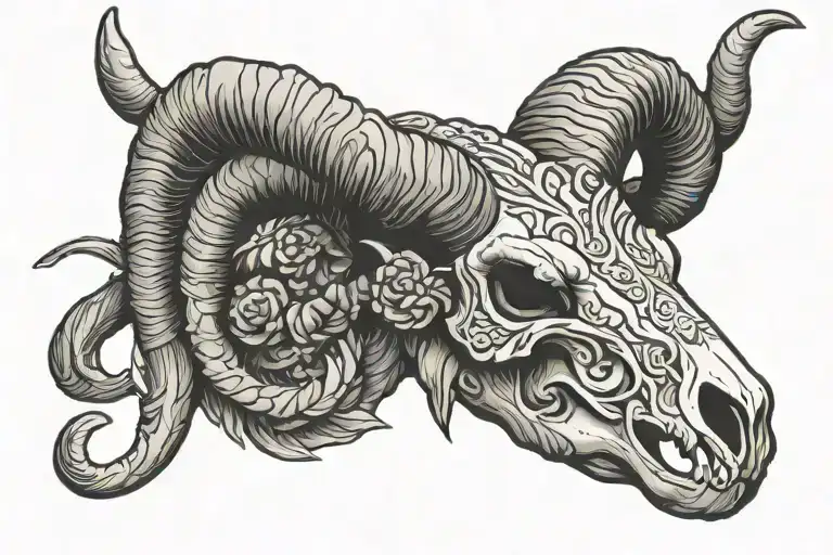 ram skull tattoo design idea