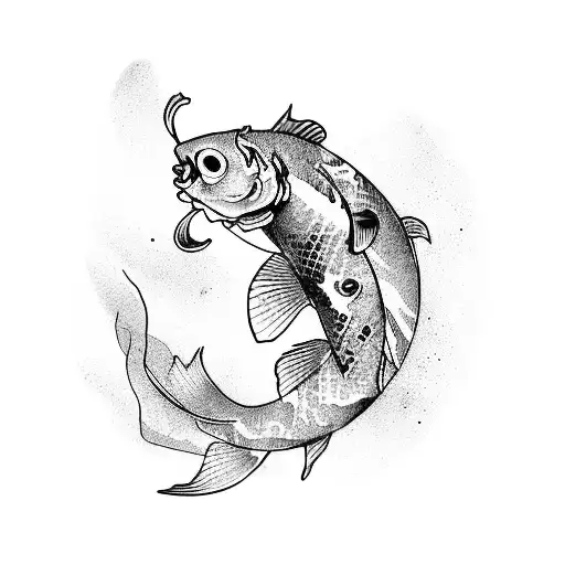 devil riding on top a lucky koi fish tattoo design idea