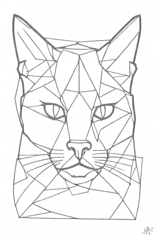 Cat Face, lines geometrical desing tattoo design idea