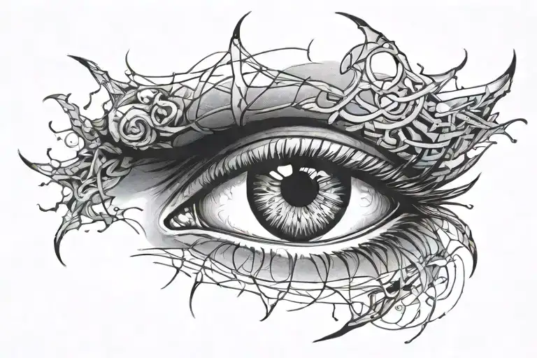 open scars with eyes looking through them   tattoo design idea