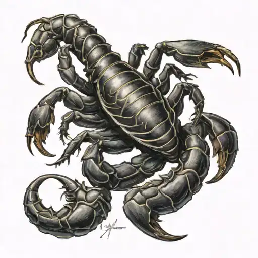 scorpion with the inscription John tattoo design idea