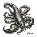 scorpion with the inscription John tattoo design idea
