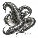 scorpion with the inscription John tattoo design idea