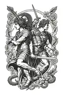achilles patroclus apollo athena tattoo design idea