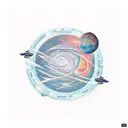 A computer operator surrounded by celestial bodies tattoo design idea